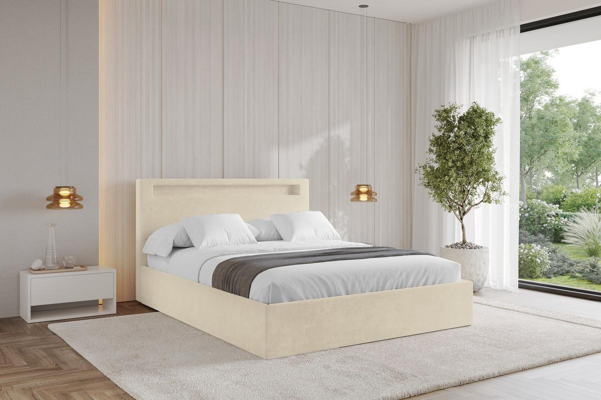 POLSTERBETT mit Bettkasten und Lattenrost, Boxbett ohne Matratze - GOLA 160x200 Beige - Beige, Holzwerkstoff/Textil (160/200cm) - ALTDECOR