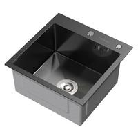 SPÜLBECKEN aus Edelstahl 45x45 cm Anthrazit mit Siphon Küchenspüle eckig - Anthrazit, Metall (45/19/45cm) - ML-DESIGN