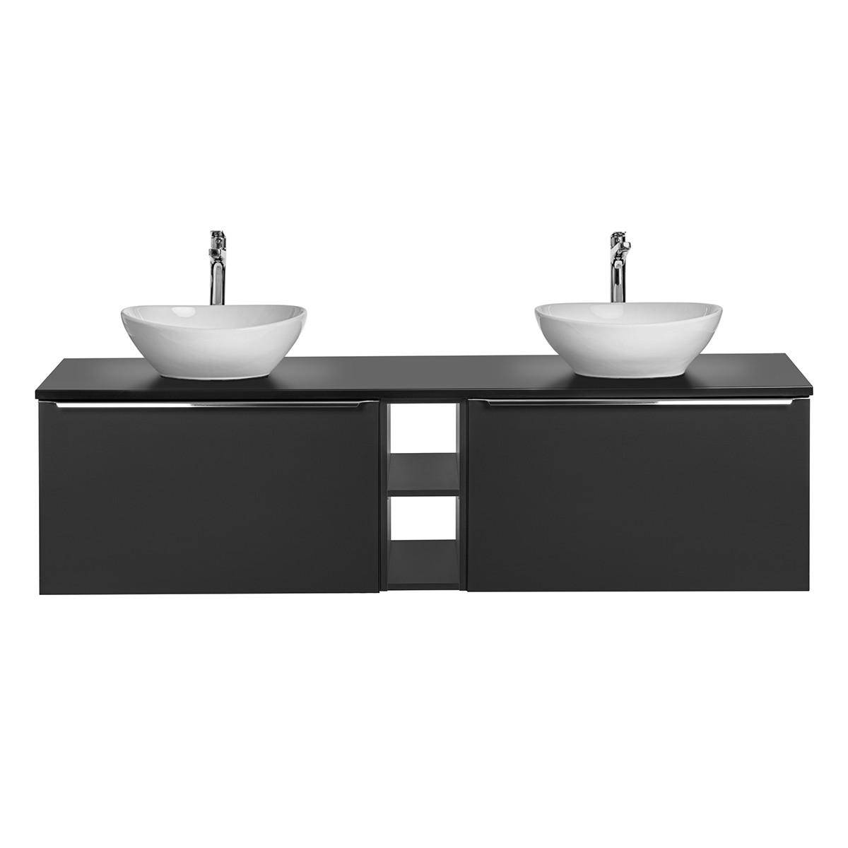 DOPPELWASCHTISCH 180cm Éros Schwarz - Schwarz, Holzwerkstoff (180/48/46cm) - Petits-meubles