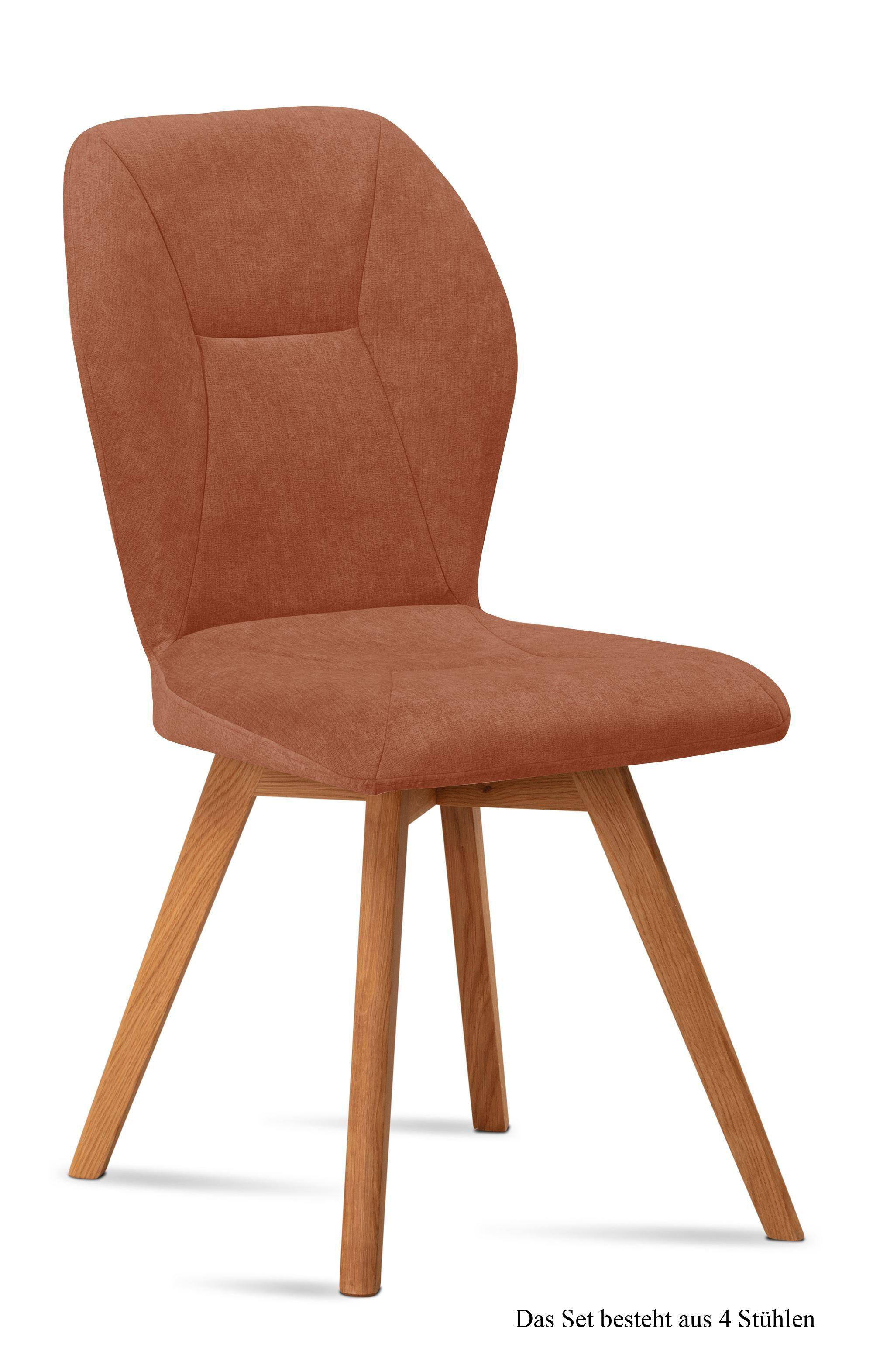 ESSZIMMERSTUHL (4er-Set) Donia 51x92x60 Eiche geölt/Cognac - Cognac/Eichefarben, Kunststoff (60/92/51cm) - 58aufmkessel