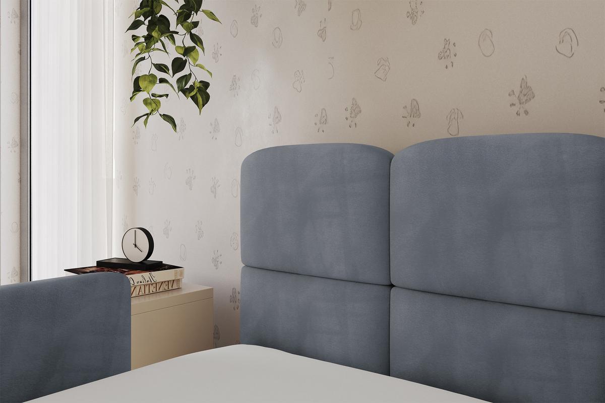 EINZELLBETT Jugendbett mit Bettkasten und Matratze H3/H4, Rechts - KIVY 80x200 Grau - Blaugrau, Holzwerkstoff/Textil (80/200cm) - ALTDECOR