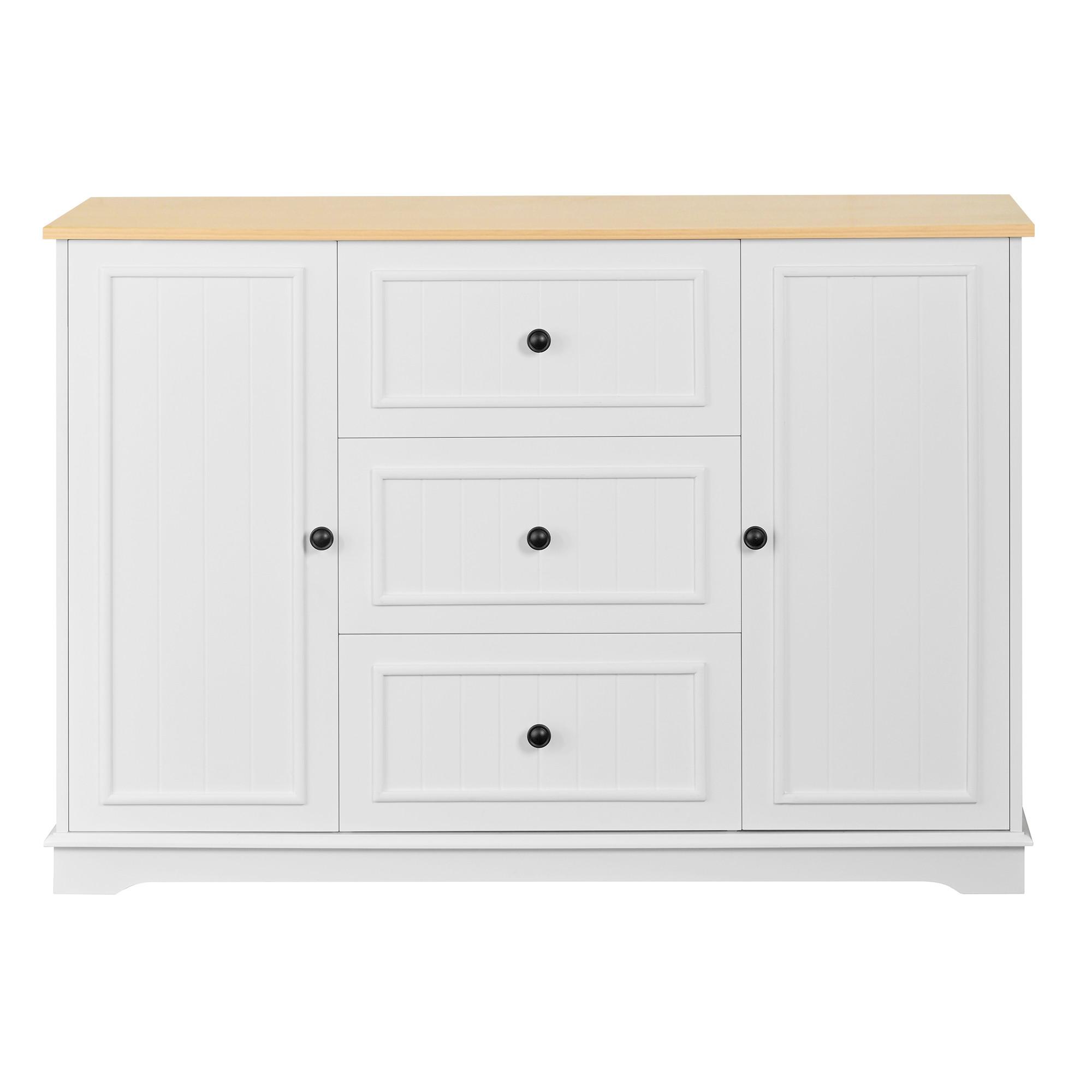 SIDEBOARD mit 3 schubladen & kühlschrank-türen - Weiß, Holzwerkstoff (126/86/40cm) - Urban Meuble