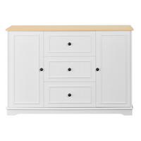 SIDEBOARD mit 3 schubladen & kühlschrank-türen - Weiß, Holzwerkstoff (126/86/40cm) - Urban Meuble