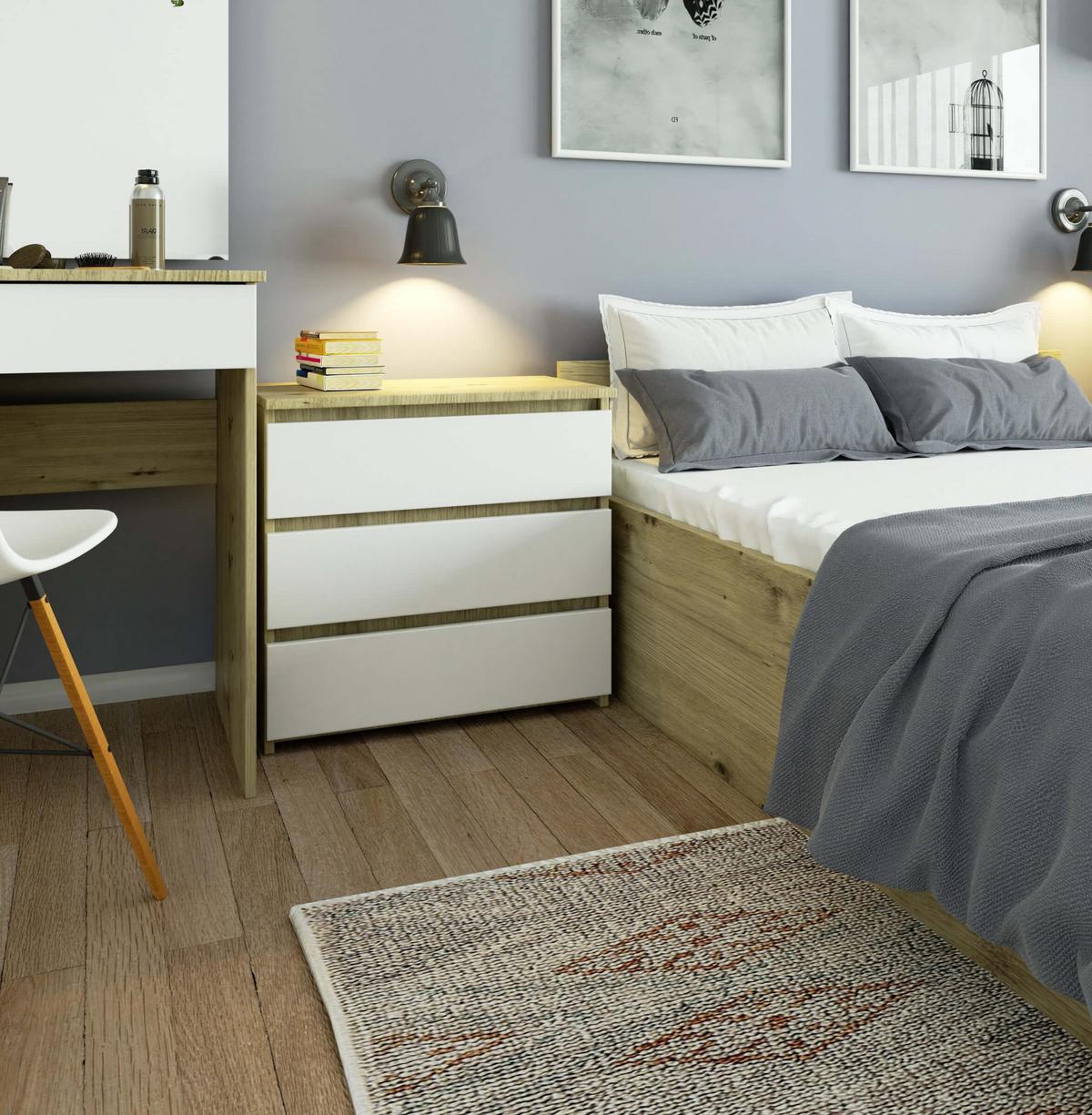 KOMMODE Eiche Artisan, Weiß 57/60/35 - Eiche Artisan/Weiß, Holzwerkstoff (60/57/35cm) - RAUMHIRSCH FURNITURE