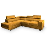 ECKSOFA NOLA L-S Gelb Velours-Stoff mit Schlaffunktion - Gelb/Silberfarben, Holz/Textil (253/190cm) - MASSENO