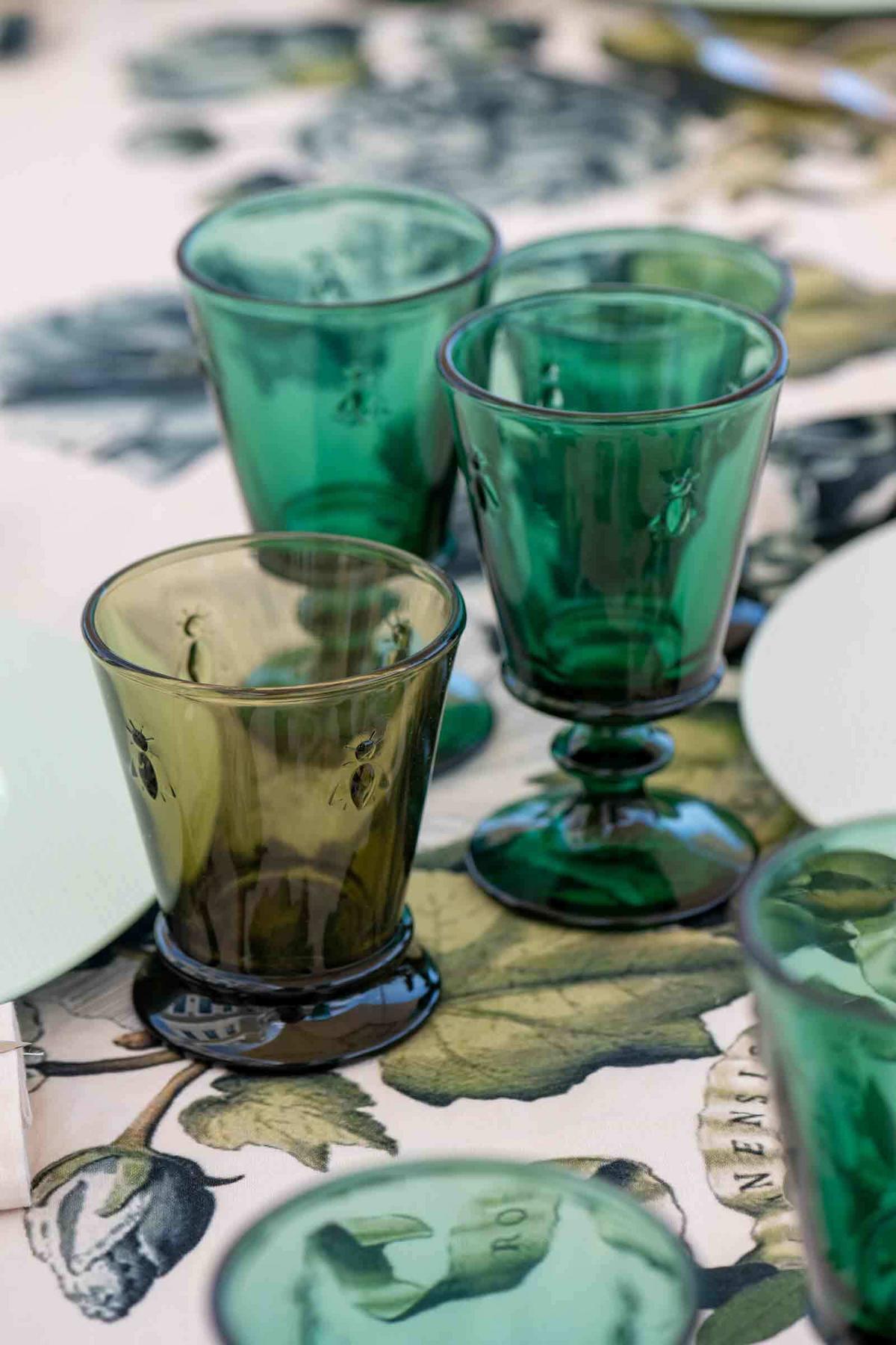 WEINGLÄSER Biene Abeille Smaragdgrün 240 ml 6er Set - Grün, Glas (0.24L) - La Rochère
