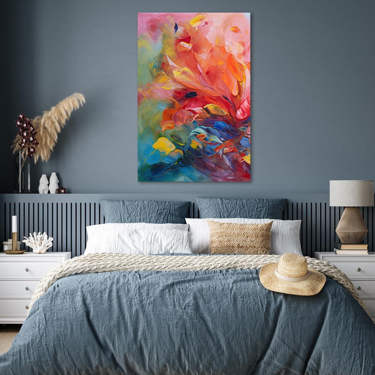 POSTER Ölgemälde - Kunst - Abstrakt - Farbenfroh Wandbild Schlafzimmer 80x120 cm - Altrosa, Papier (80/120/0.1cm) - MuchoWow
