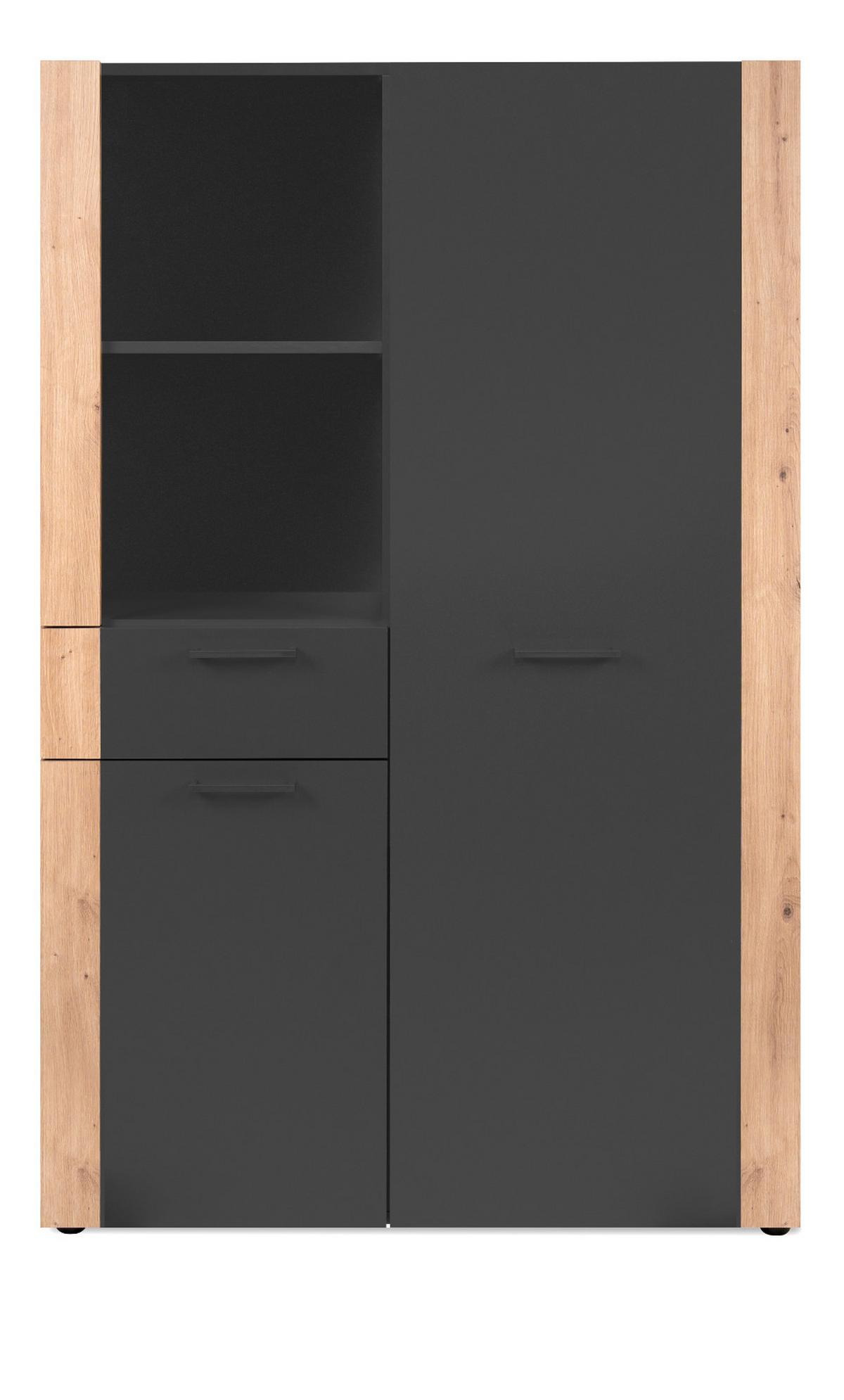 HIGHBOARD grau, Artisan Eiche 100 x 155 cm, Kommode mit viel Stauraum - Anthrazit/Schwarz, Holzwerkstoff/Kunststoff (100/155/34.5cm) - Furn.Design