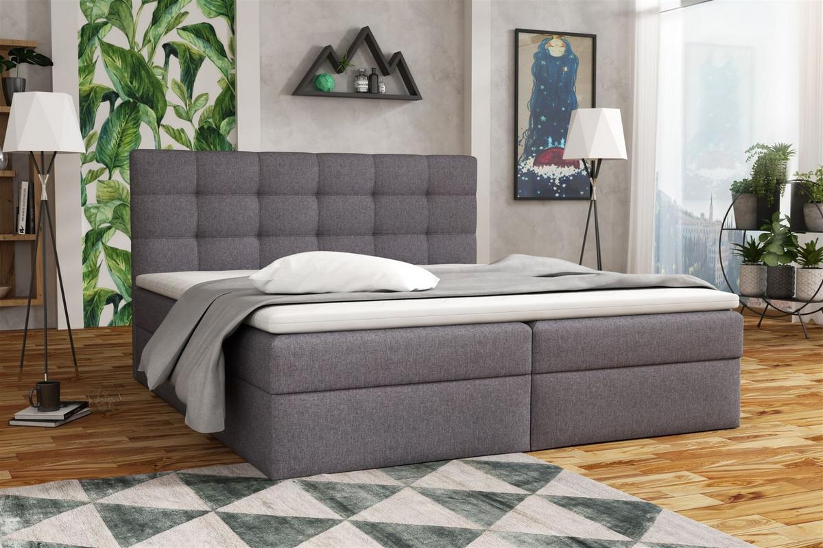 BOXBETT Doriano In Sawana - Dunkelgrau, Holzwerkstoff/Textil (200/200cm) - Fun Möbel