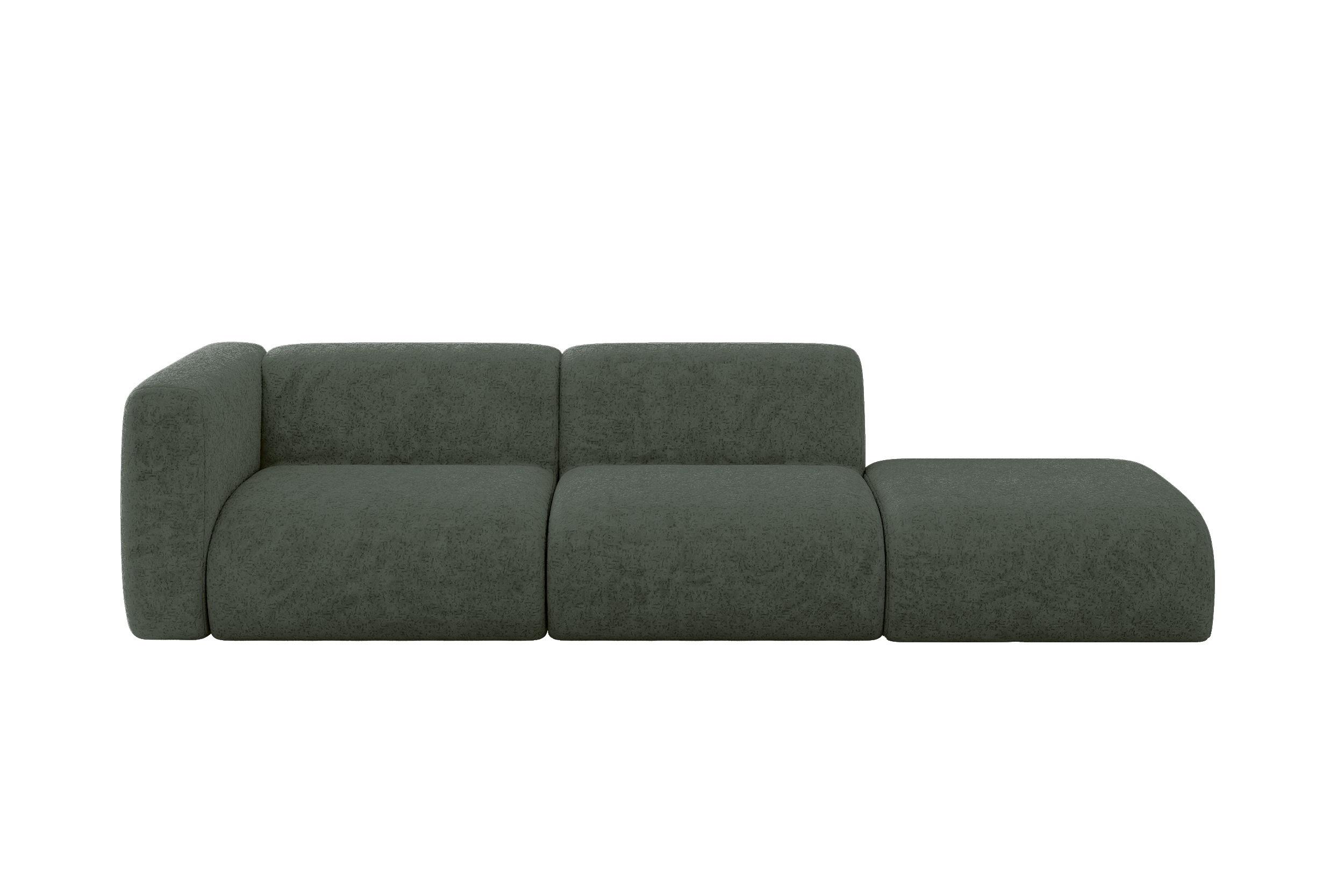 SOFA Ottomane Links MIRA-S3 296x89x70 Grün Velours - Schwarz/Grün, Holzwerkstoff/Kunststoff (296/70/89cm) - ALTDECOR