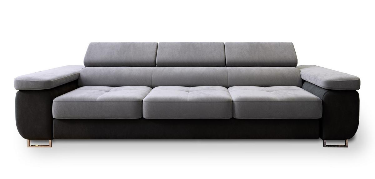 SCHLAFSOFA MOSINE Hellgrau Velours-Stoff mit Schlaffunktion - Hellgrau/Schwarz, Holz (276/98/87cm) - MASSENO