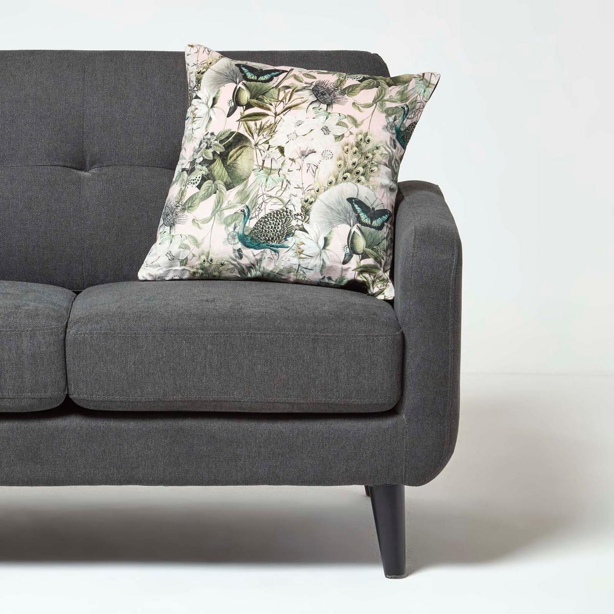 KISSENHÜLLE Butterfly Garden – Samt grau-rosa 46/46 cm - Rosa, Textil (46/46cm) - Homescapes