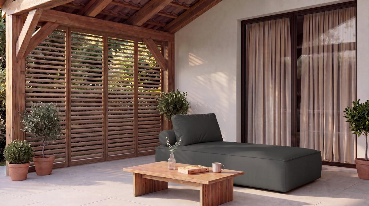 GARTENLIEGE Lorento Outdoor Polster-Relaxliege, Dunkelgrau Kunstleder 92/73/195 cm - Dunkelgrau, Textil (92/73/195cm) - WFL GROUP