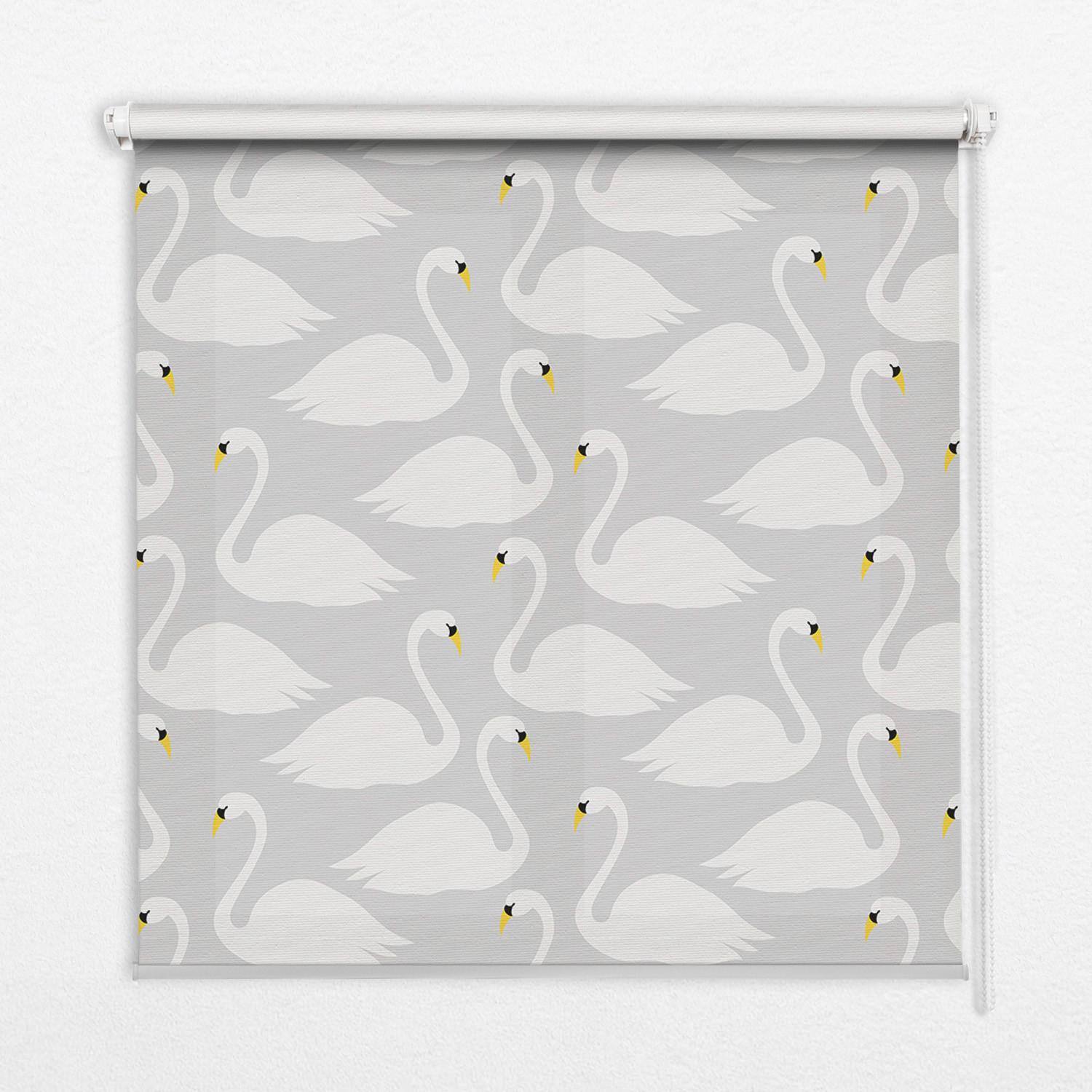 INNENROLLO - Fensterrollo - Rollo - 120x140 cm - Schwäne - Weiß, Kunststoff (120/140/0.5cm) - TULUP