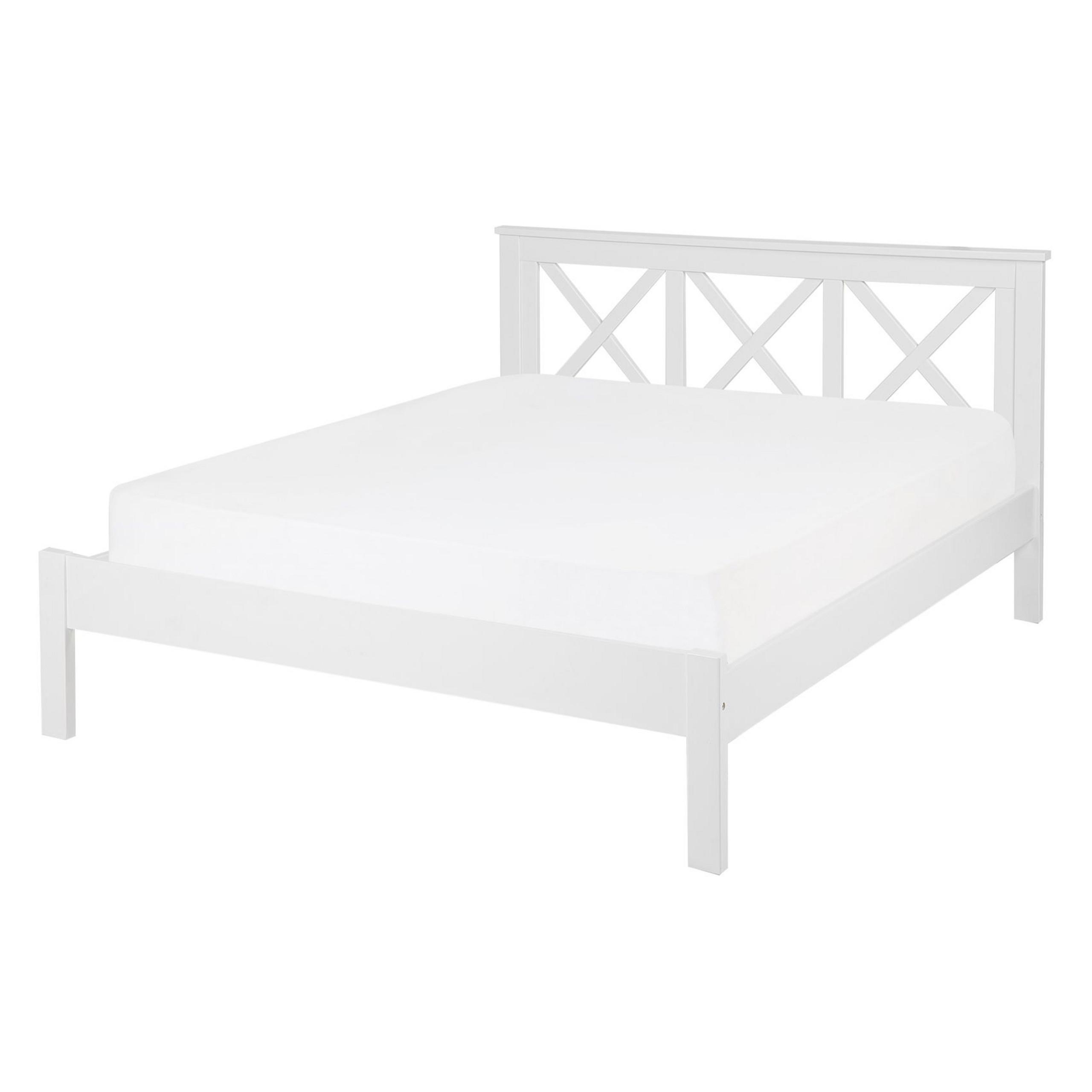 BETT mit Lattenrost 140x200 cm Weiß Tannay - Weiß, Holz (140/200cm) - Beliani
