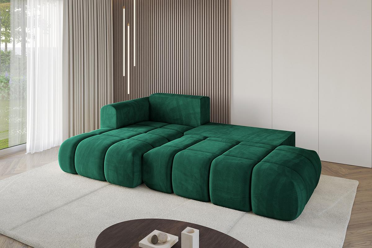 ECKSOFA Ottomane Links CLOUD-L 280x185x90 Dunkelgrün Velours - Dunkelgrün, Holzwerkstoff/Kunststoff (180/289cm) - ALTDECOR