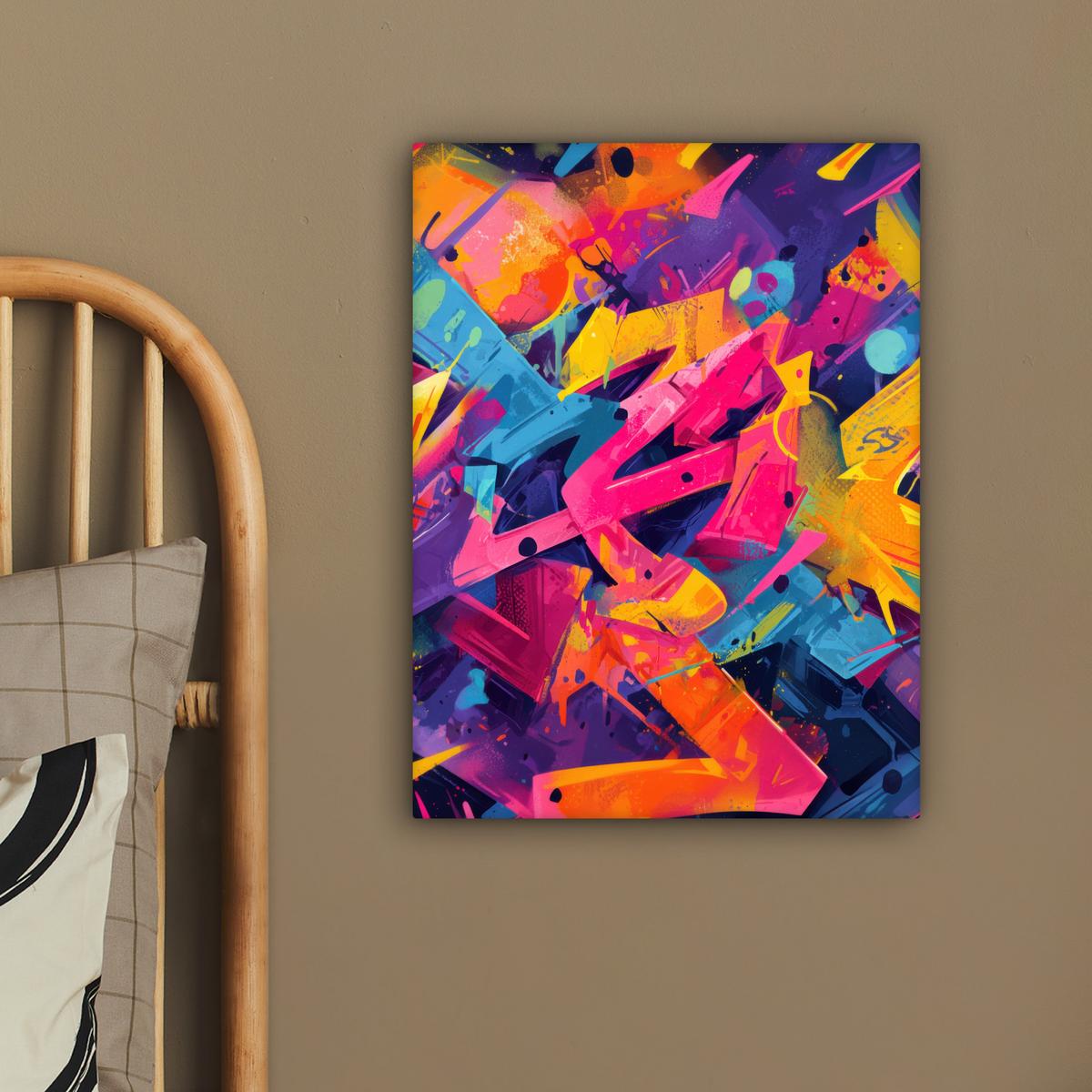 LEINWANDBILD Abstrakt - Formen - Farbenfroh Room Decor 30x40 cm - Magenta, Textil (30/40cm) - MuchoWow