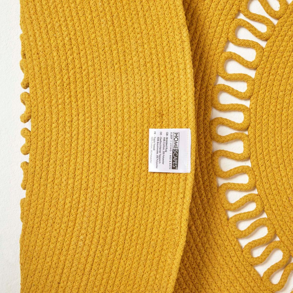 TEPPICH geflochten rund mit Häkel-Muster 150 cm - Currygelb, Textil (150/150cm) - Homescapes