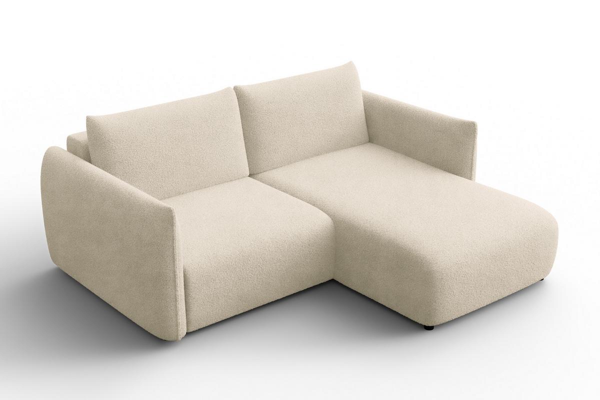 ECKSOFA TAUER 3-Sitzer RECHTS, Bouclé-Stoff ecru - Ecru/Schwarz, Holz/Textil (206/173cm) - Courtois Laville