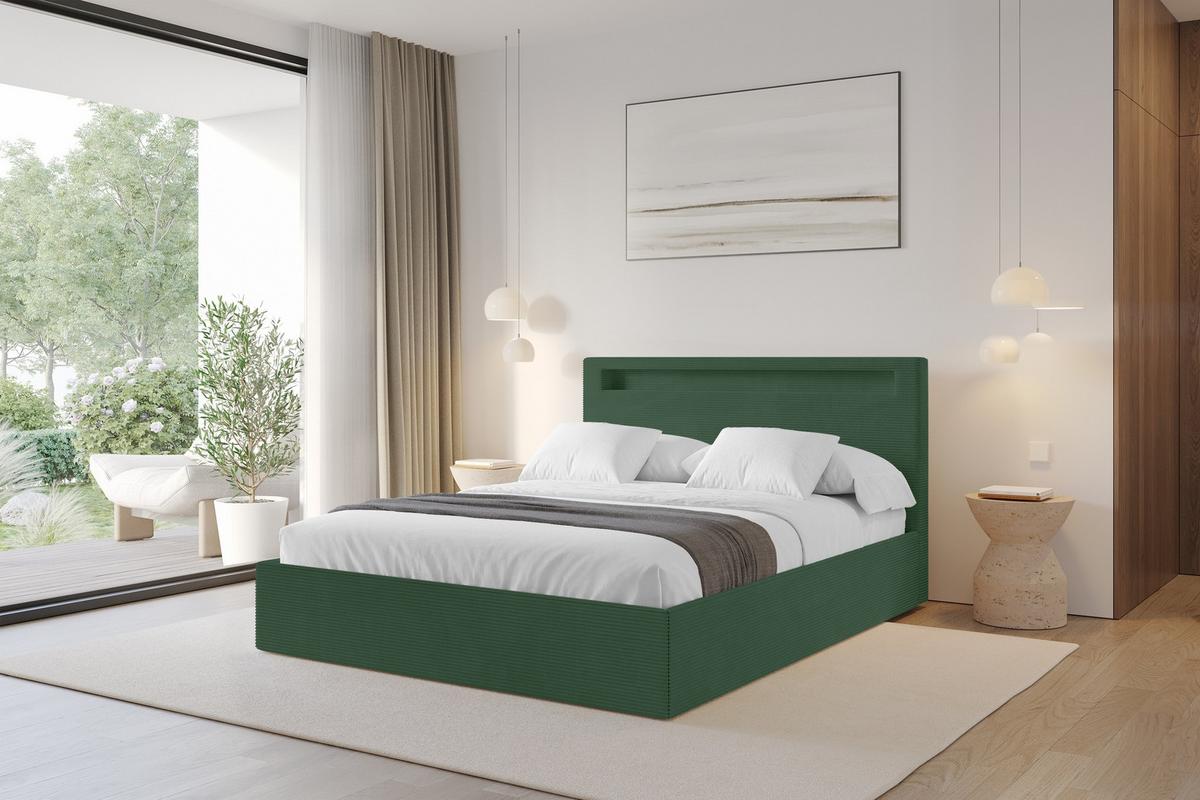 POLSTERBETT mit Bettkasten und Lattenrost, Bett mit Matratze H3/H4 - GOLA 180x200 Grün - Olivgrün, Holzwerkstoff/Textil (180/200cm) - ALTDECOR