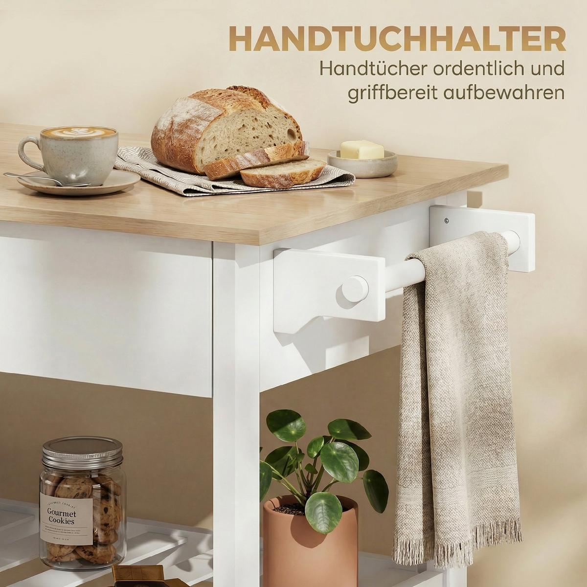 KÜCHENWAGEN MDF Weiß - Weiß, Holzwerkstoff (51/92.5/108.8cm) - HOMCOM
