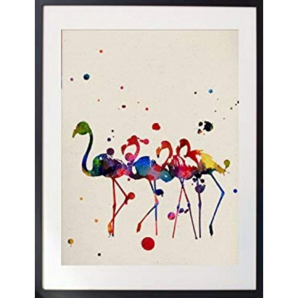 POSTER Flamingos Aquarell A4 Rahmenlos - Klar, Papier (29.7/5/21cm) - Nacnic
