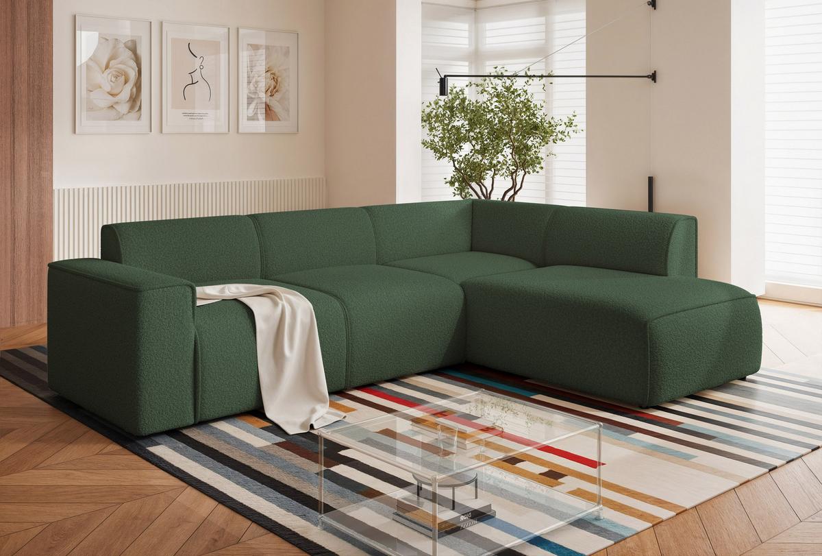 ECKSOFA ZAVO Rechts Feiner Mischstoff in Grün - Grün, Kunststoff/Textil (310/218cm) - Idohome