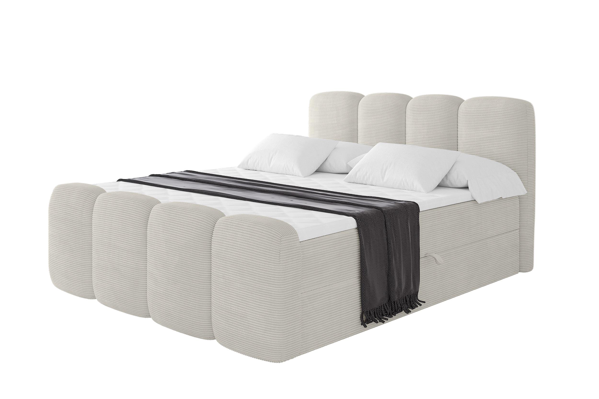 BOXBETT mit Matratze H3 - NINA-Z - 120x200 cm Creme - Perlmutt, Holzwerkstoff (120/200cm) - ALTDECOR