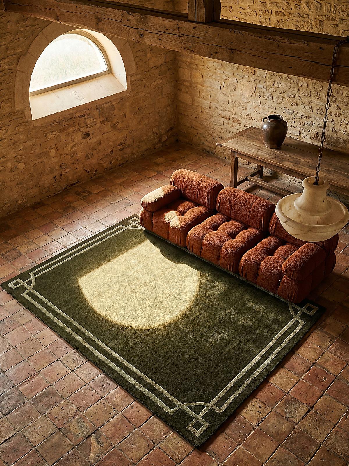 WOLLTEPPICH GLEN, mit Bordüre, Grün, 120 x 170 cm - Grün, Textil (170/120cm) - KADIMA DESIGN