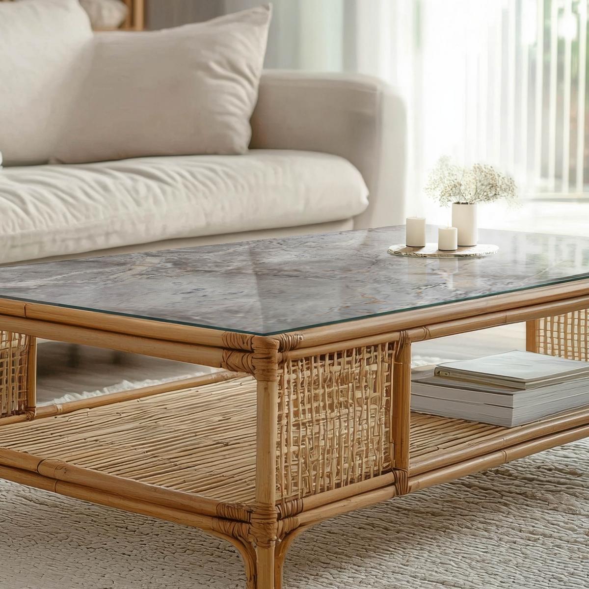TISCHPLATTE 120x60 cm Muster aus Naturmarmor - Dunkelgrau, Glas (0.4/120/60cm) - TULUP