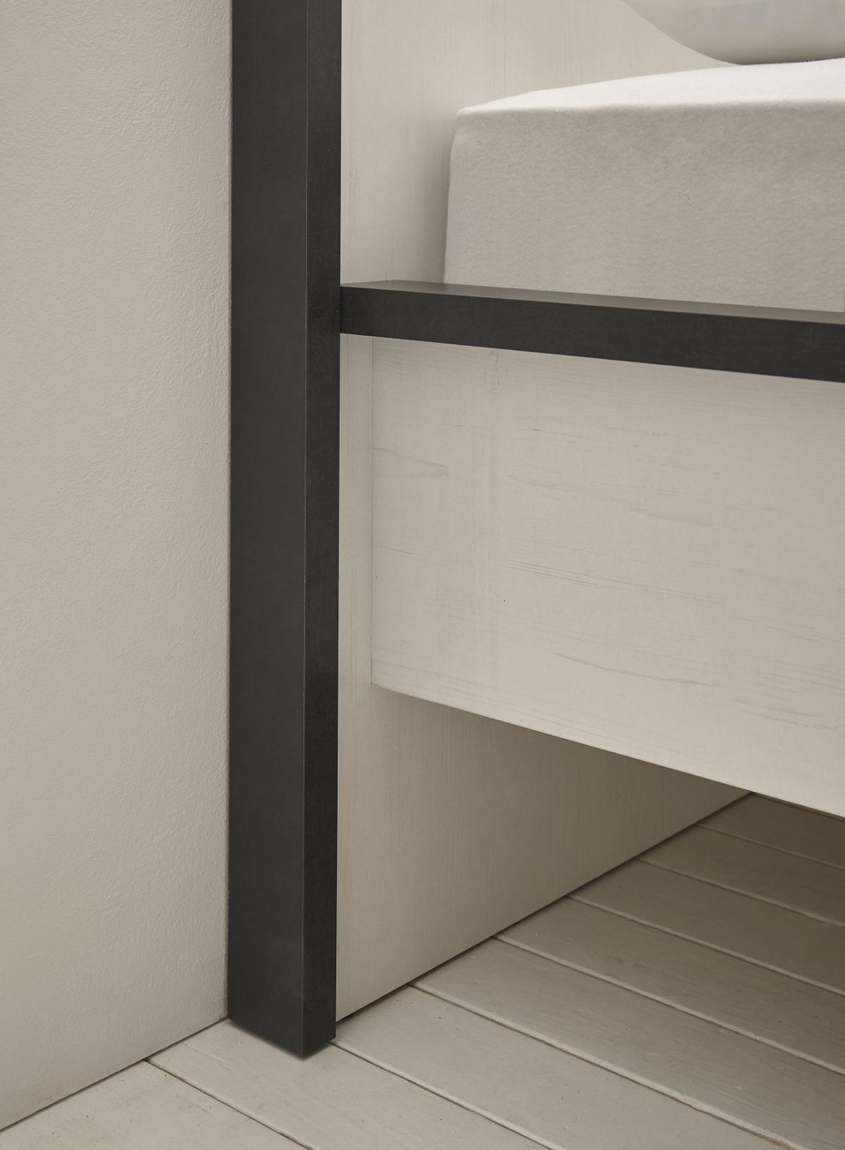 BETT weiß Pinie, anthrazit Landhaus, Einzelbett Liegefläche 90 x 200 cm - Anthrazit/Weiß, Holzwerkstoff (90/200cm) - Furn.Design