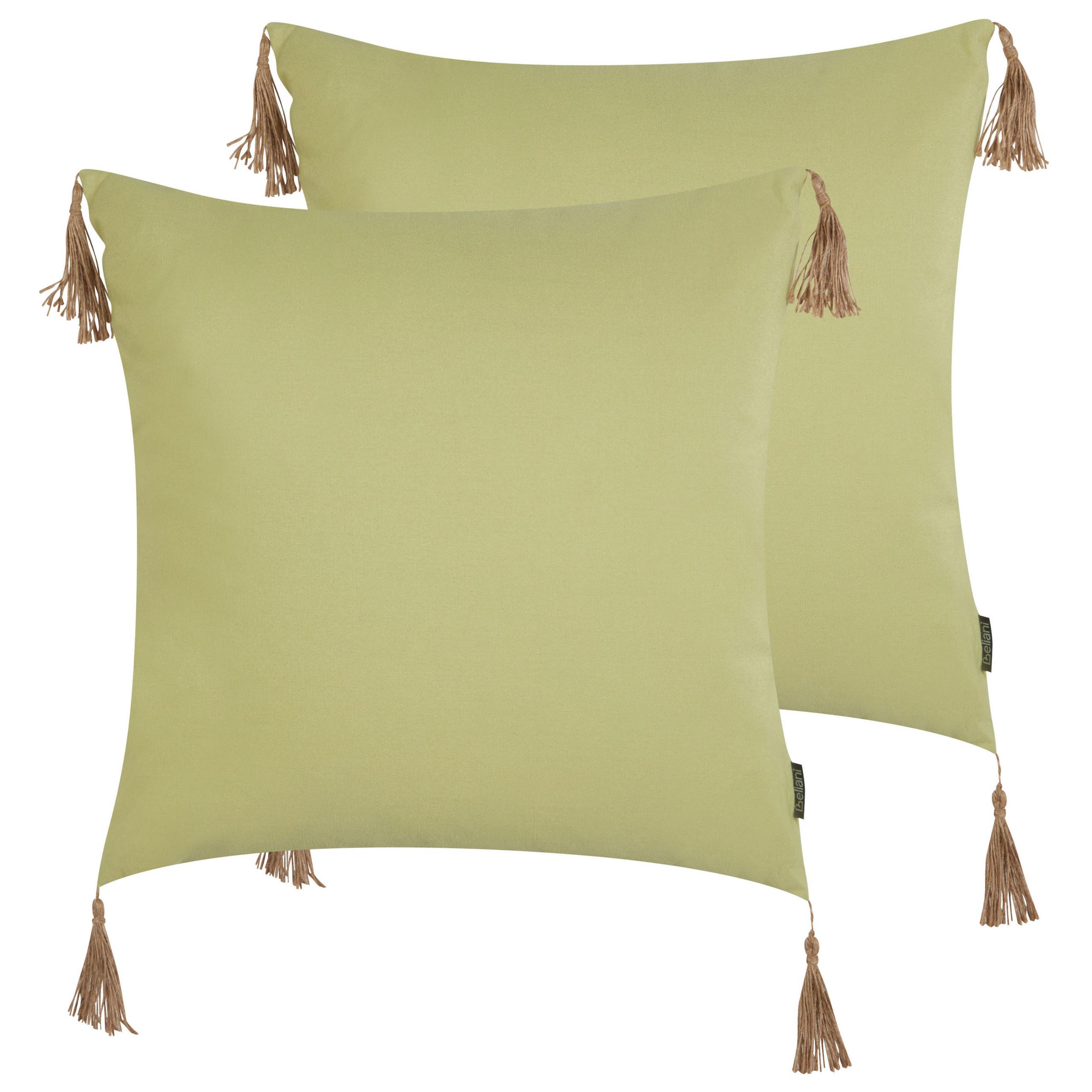 DEKOKISSEN 2er-Set Grün 45/45 cm Chmistar - Braun/Grün, Textil (45/45cm) - Beliani