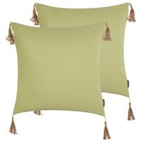 DEKOKISSEN 2er-Set Grün 45/45 cm Chmistar - Braun/Grün, Textil (45/45cm) - Beliani