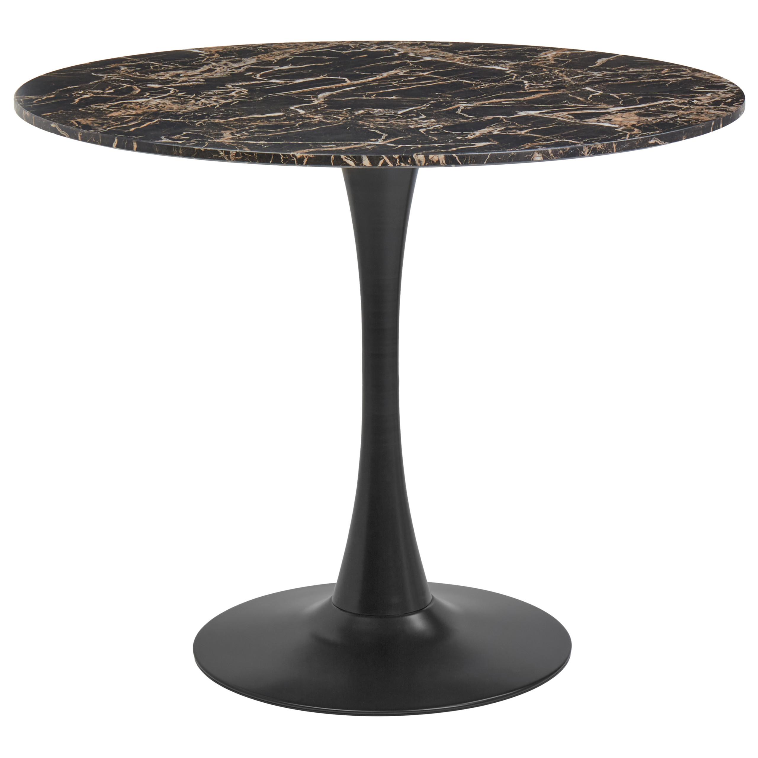 ESSTISCH Marmor Optik schwarz/gold 90 cm Boca - Goldfarben/Schwarz, Holzwerkstoff (90/90/74cm) - Beliani