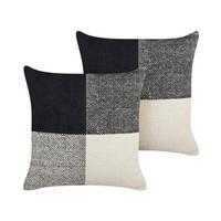 DEKOKISSEN 2er-Set Hellbeige 45/45 cm Laelia - Beige/Schwarz, Naturmaterialien (45/45cm) - Beliani