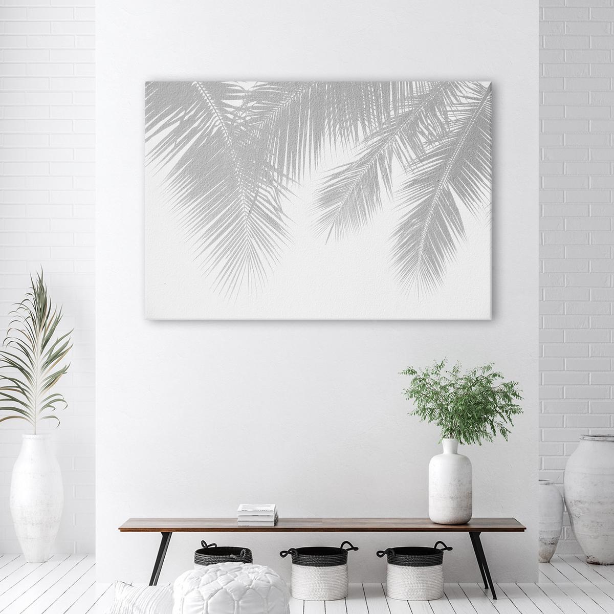 WANDBILD graue palmenblätter - Grau, Textil (60/40cm) - Feeby