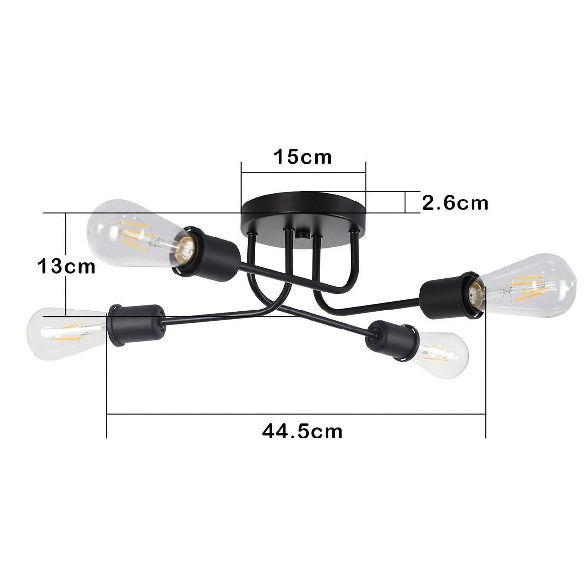 DECKENLEUCHTE Kaspar 4-flammig 48/46/15 cm - Schwarz, Metall (48/46/15cm) - Nettlife