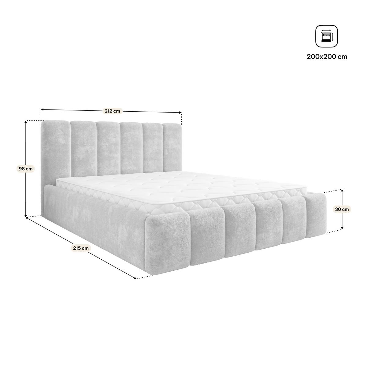 POLSTERBETT ATTORA LM 200x200 cm mit Bettkästen - Grau - Grau, Holz (200/200cm) - MASSENO
