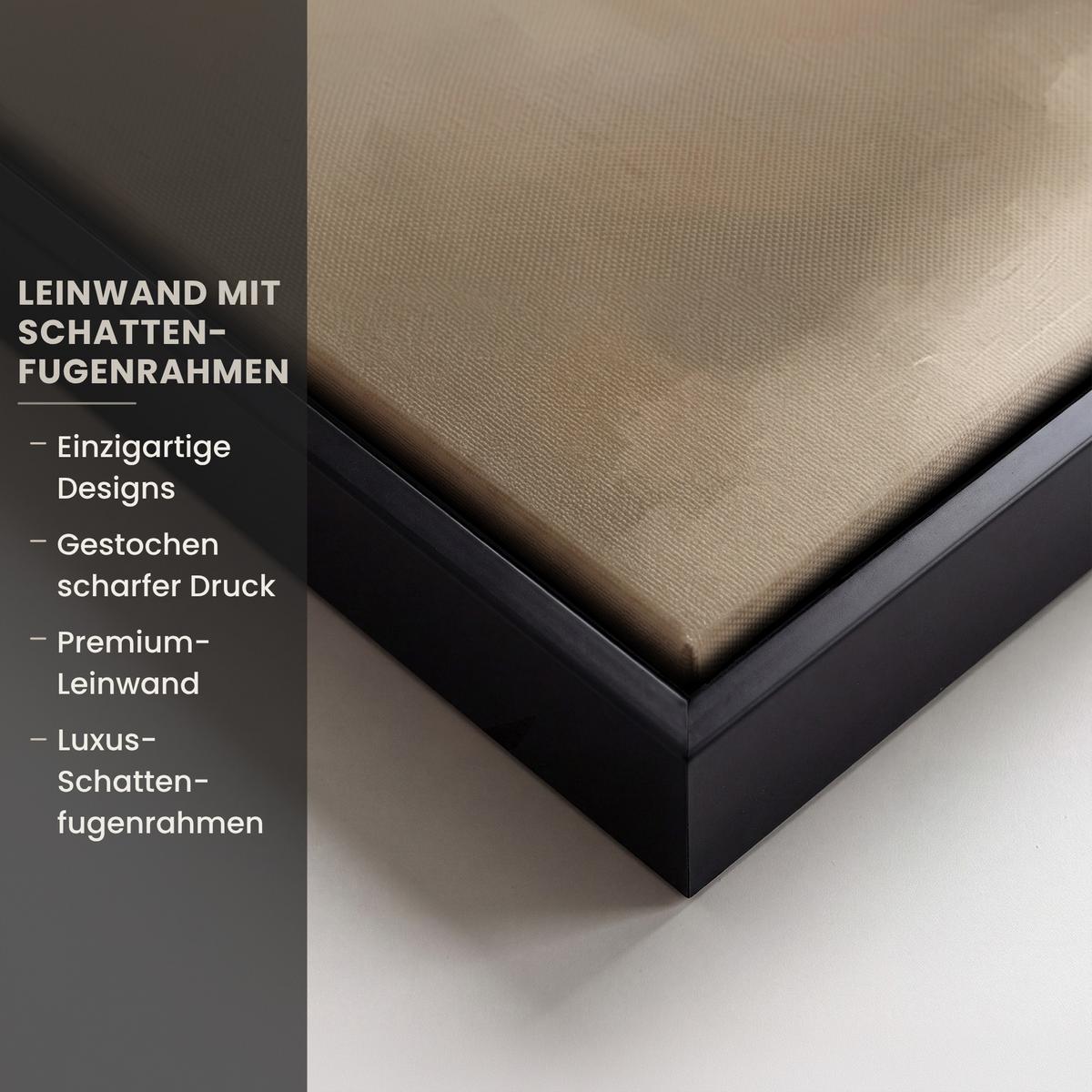 LEINWAND Bilder mit Rahmen - Weihnachten - Weihnachtsbaum - Schnee - Kunst - 80x60 - Champagner, Textil (80/60cm) - MuchoWow