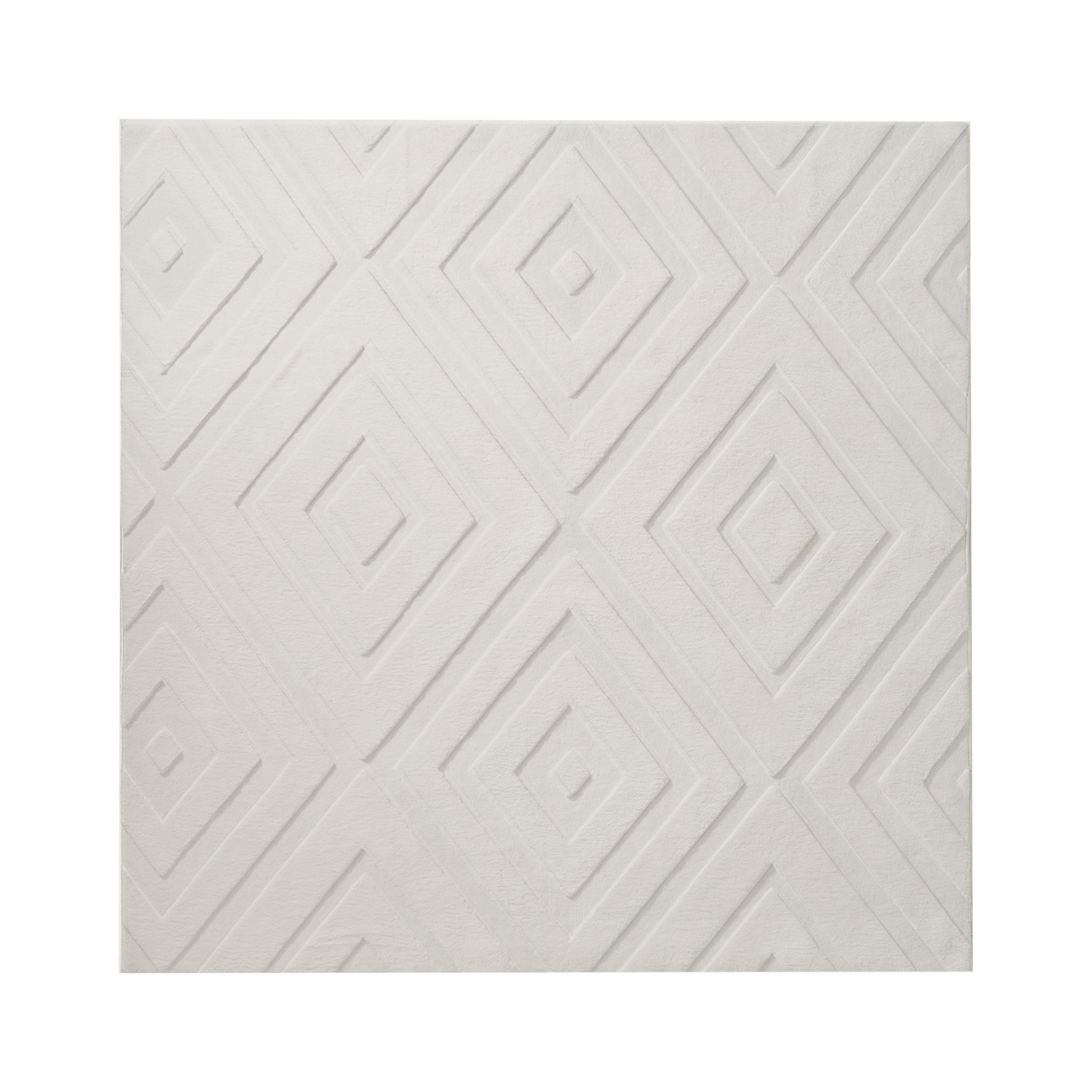 TEPPICH Cremeweiß 160/160 cm Borah - Creme/Weiß, Textil (160/160cm) - Beliani