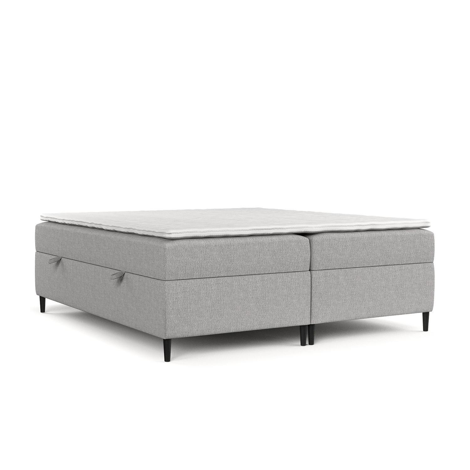 BOXBETT Theo 140/200 cm Graubeige im Megan Stoff - Schwarz/Grau, Holz/Holzwerkstoff (140/200cm) - AltaBeds