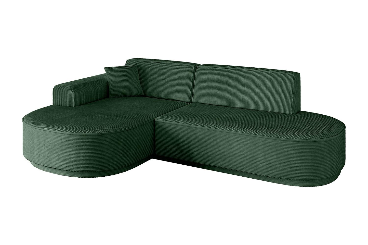 ECKSOFA Ottomane Links MARI-L1-v3 - 243x171x83 cm Grün Cord - Schwarz/Grün, Holzwerkstoff/Kunststoff (243/171cm) - ALTDECOR