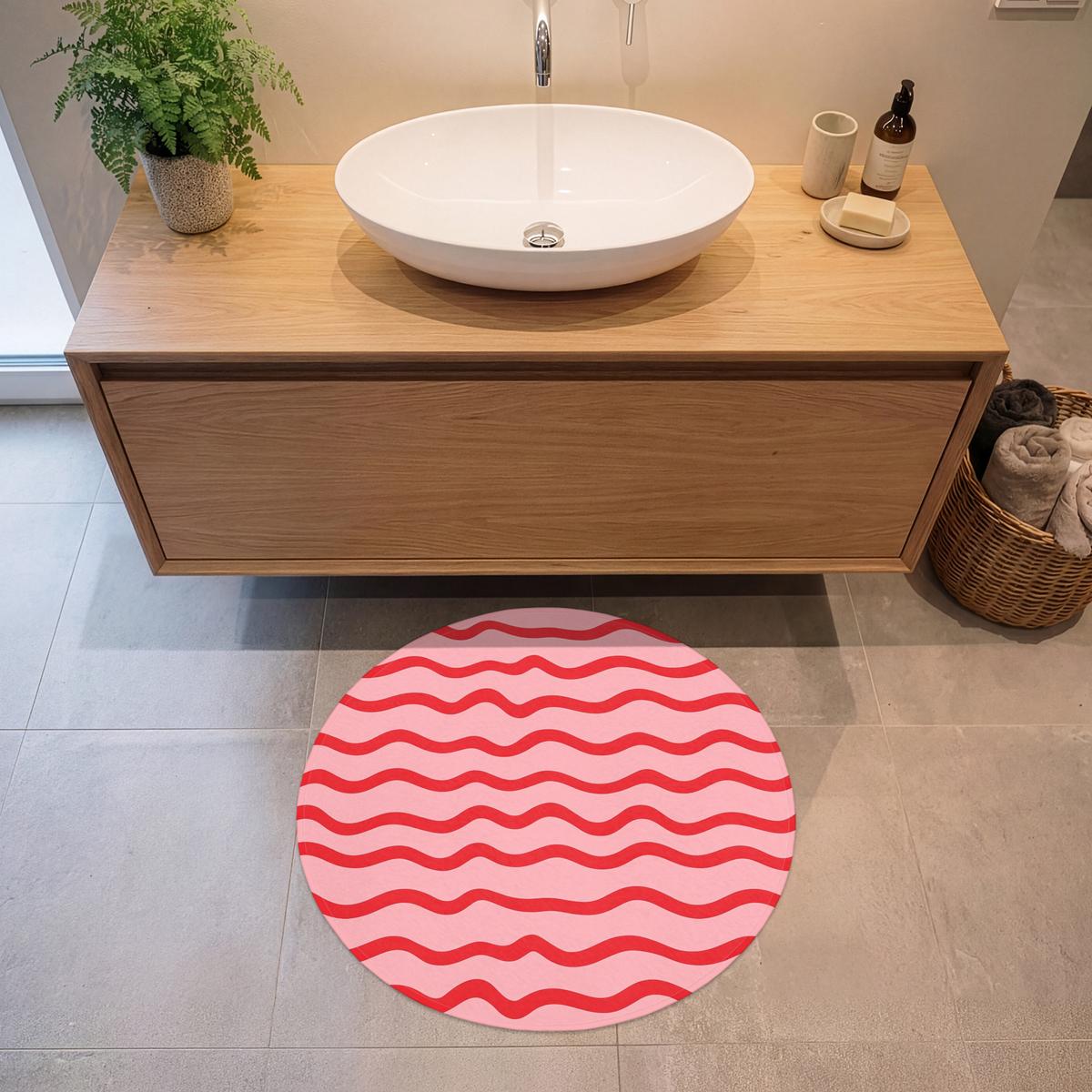 BADEMATTE Verspielt - Muster - Rot Badvorleger 70x70 cm - Rosa, Textil (70/70cm) - OnlyWow