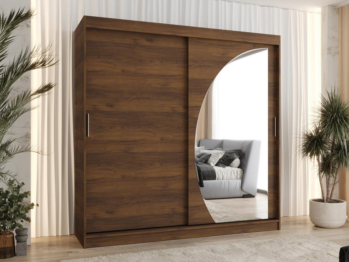 SCHWEBETÜRENSCHRANK Wika 200 cm - Silberfarben/Nussbaumfarben, Holzwerkstoff/Kunststoff (200/200/62cm) - MIRJAN24