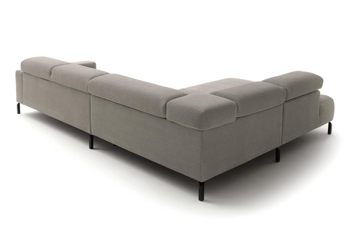 ECKSOFA DELIA Steingrau Cord - Greige/Schwarz, Textil/Metall (312/219cm) - KAWOLA