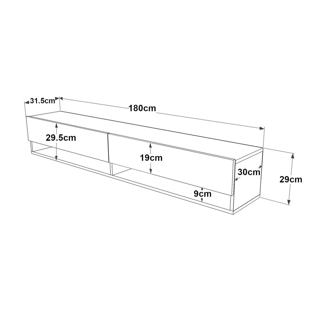 TV-ELEMENT Laitila - Schwarz, Holzwerkstoff (180/29.5/31.5cm) - [en.casa]