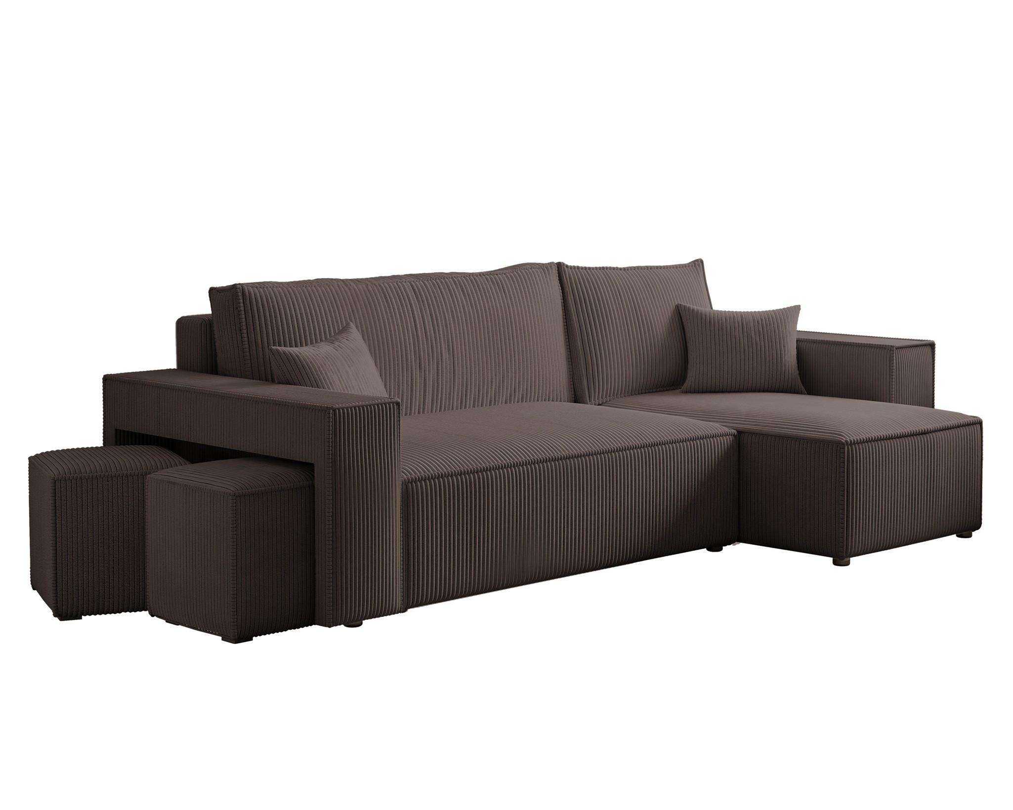 ECKSOFA Adara Inkl. Hocker - Braun, Holzwerkstoff/Textil (145/262cm) - Fun Möbel
