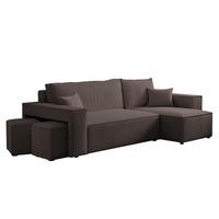 ECKSOFA Adara Inkl. Hocker - Braun, Holzwerkstoff/Textil (145/262cm) - Fun Möbel
