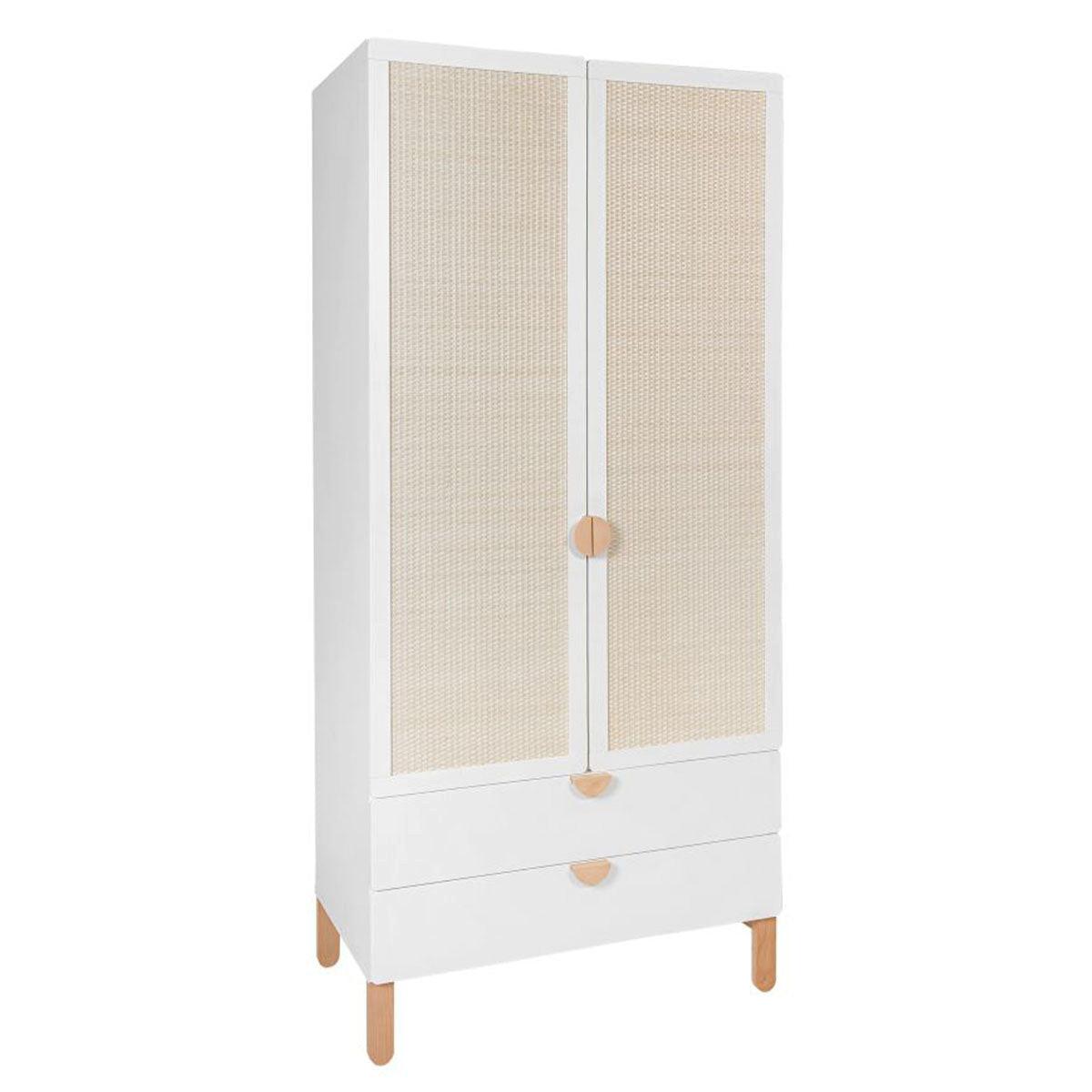 SCHRANK 2 Türen Laurie Weiß und Holz - Weiß, Holzwerkstoff (89.5/198/50cm) - Petits-meubles
