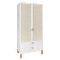 SCHRANK 2 Türen Laurie Weiß und Holz - Weiß, Holzwerkstoff (89.5/198/50cm) - Petits-meubles